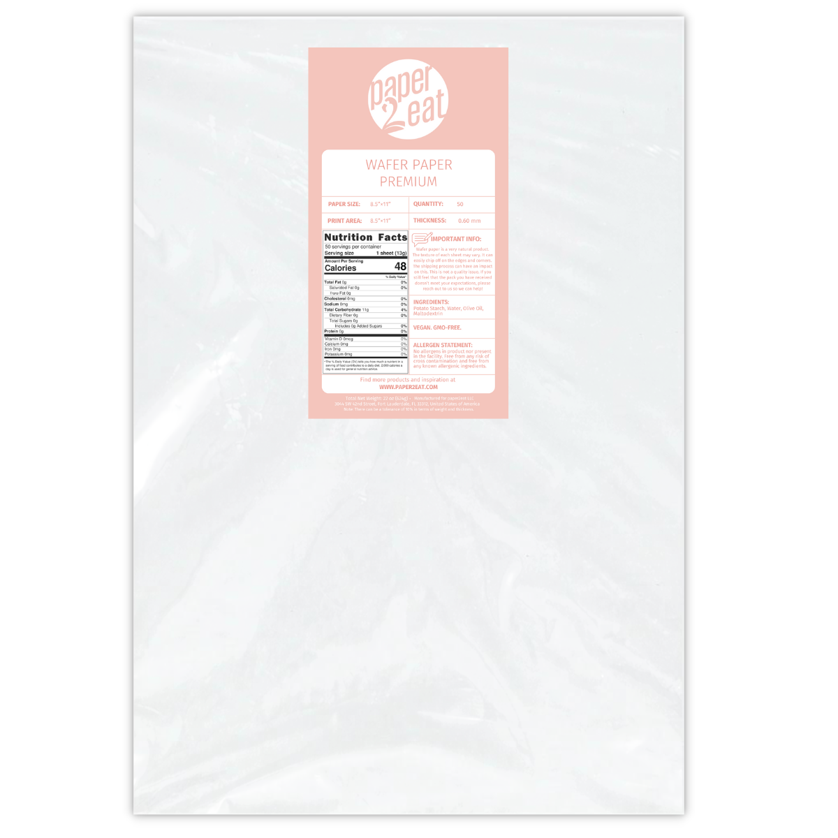 Wafer Paper Premium - 50 Count (0.60 mm)