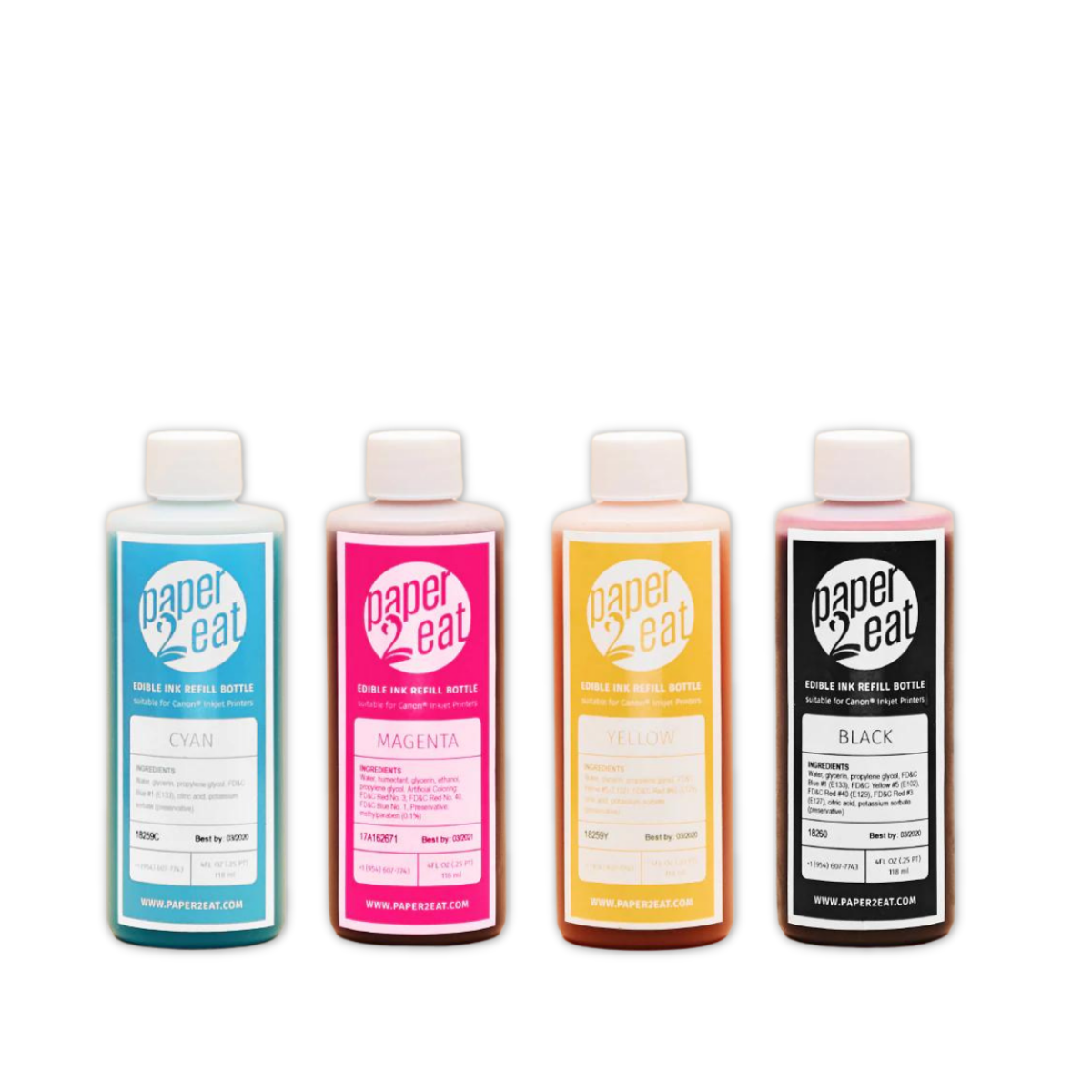 Set of 4 x 4 fl. oz. (118 ml) Edible Ink Refill Bottles