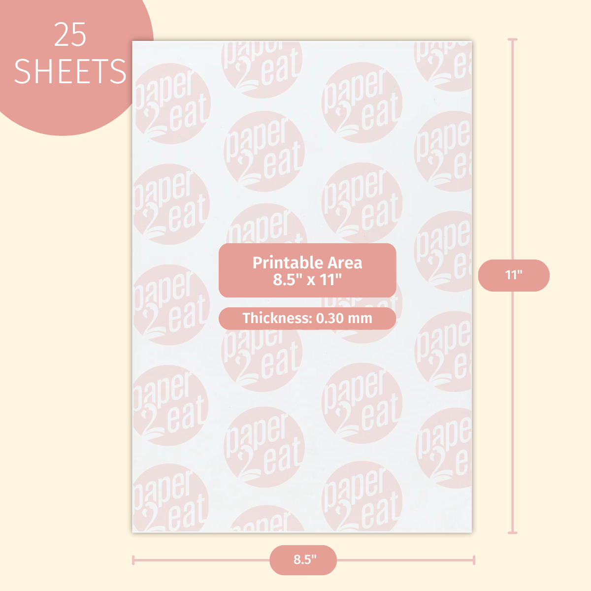Wafer Paper Standard VANILLA - 25 Count (0.30 mm)