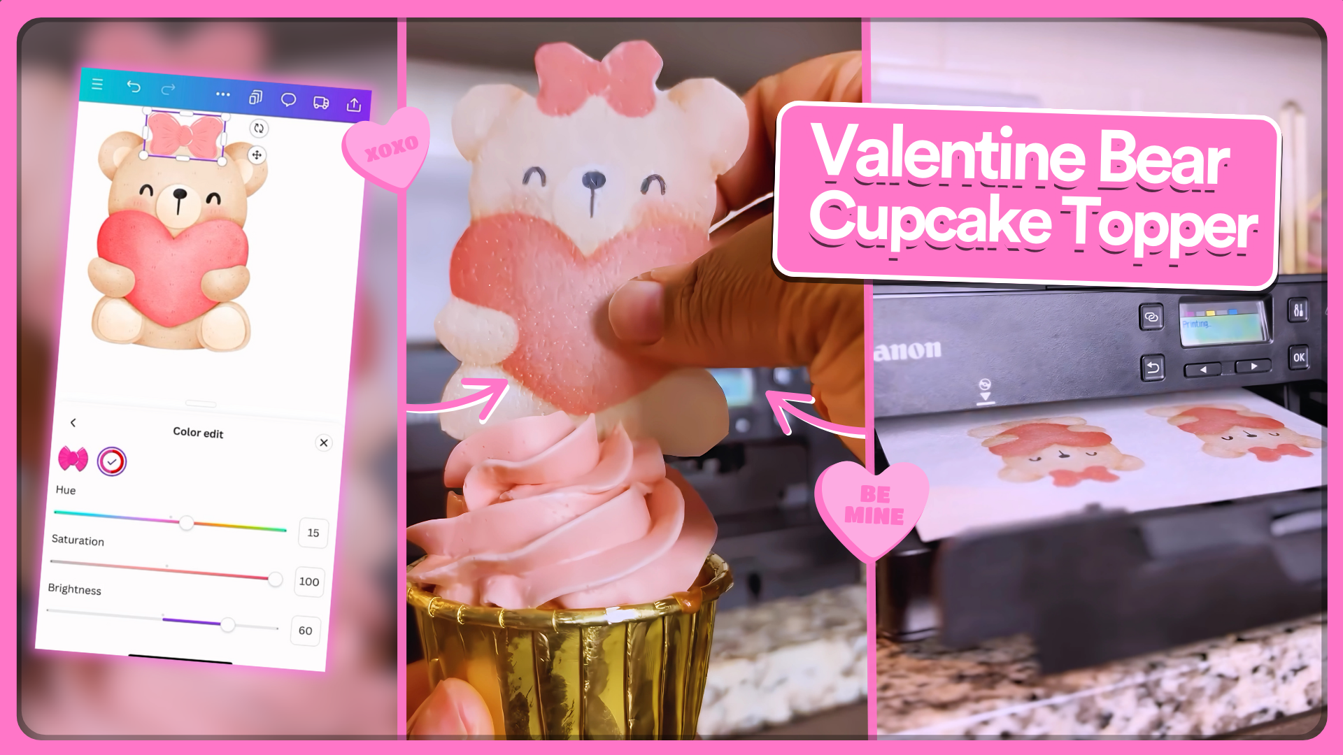 Customizing Cupcakes with Wafer Paper Valentine Bear Toppers 🧸💖