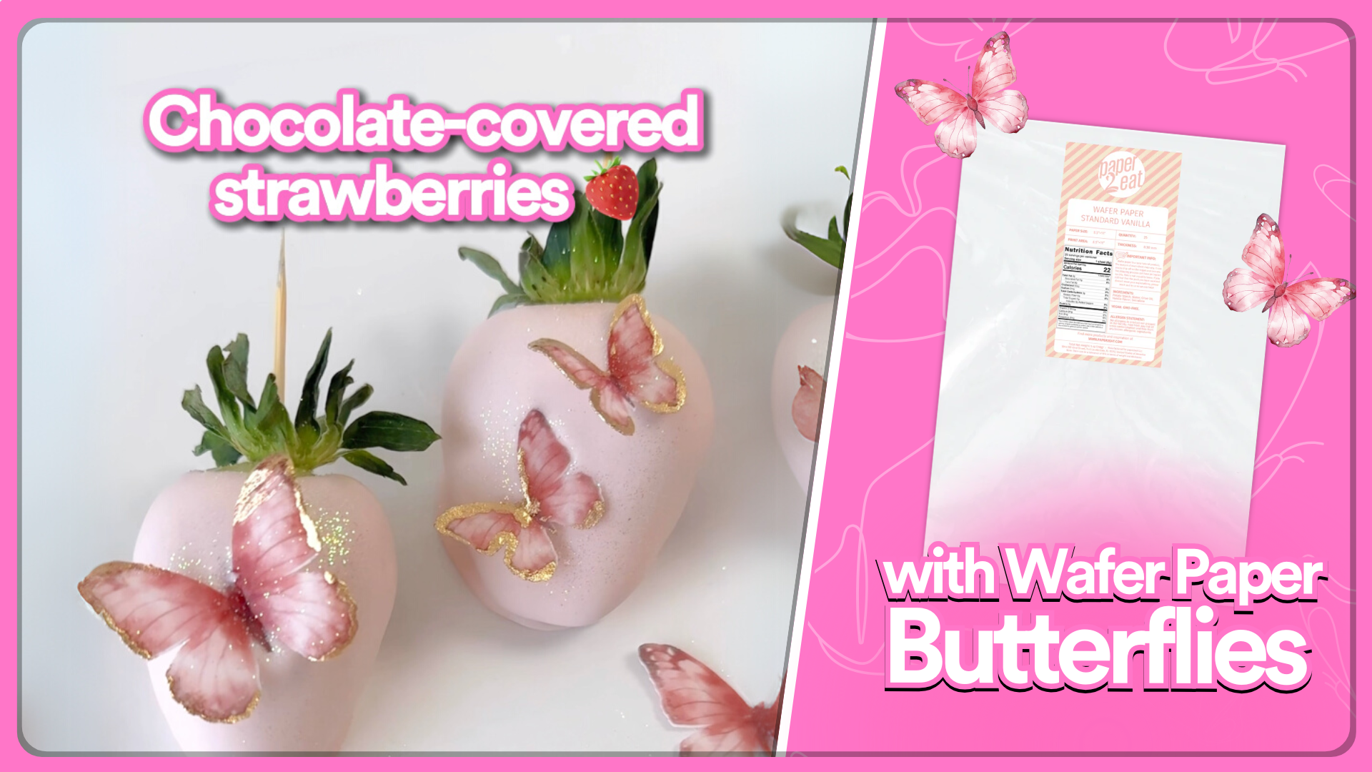 Custom Chocolate-Covered Strawberries with Wafer Paper Butterflies 🦋