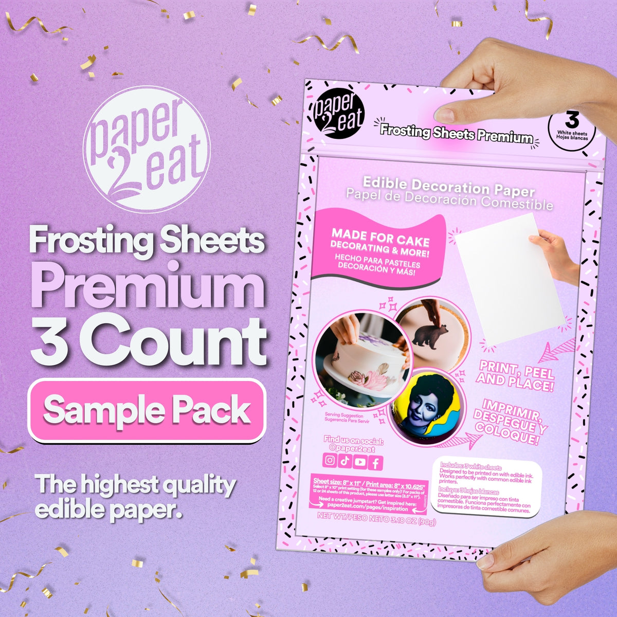 Frosting Sheets Premium 8&quot; x 11&quot; - 3 Count (SAMPLE PACK)