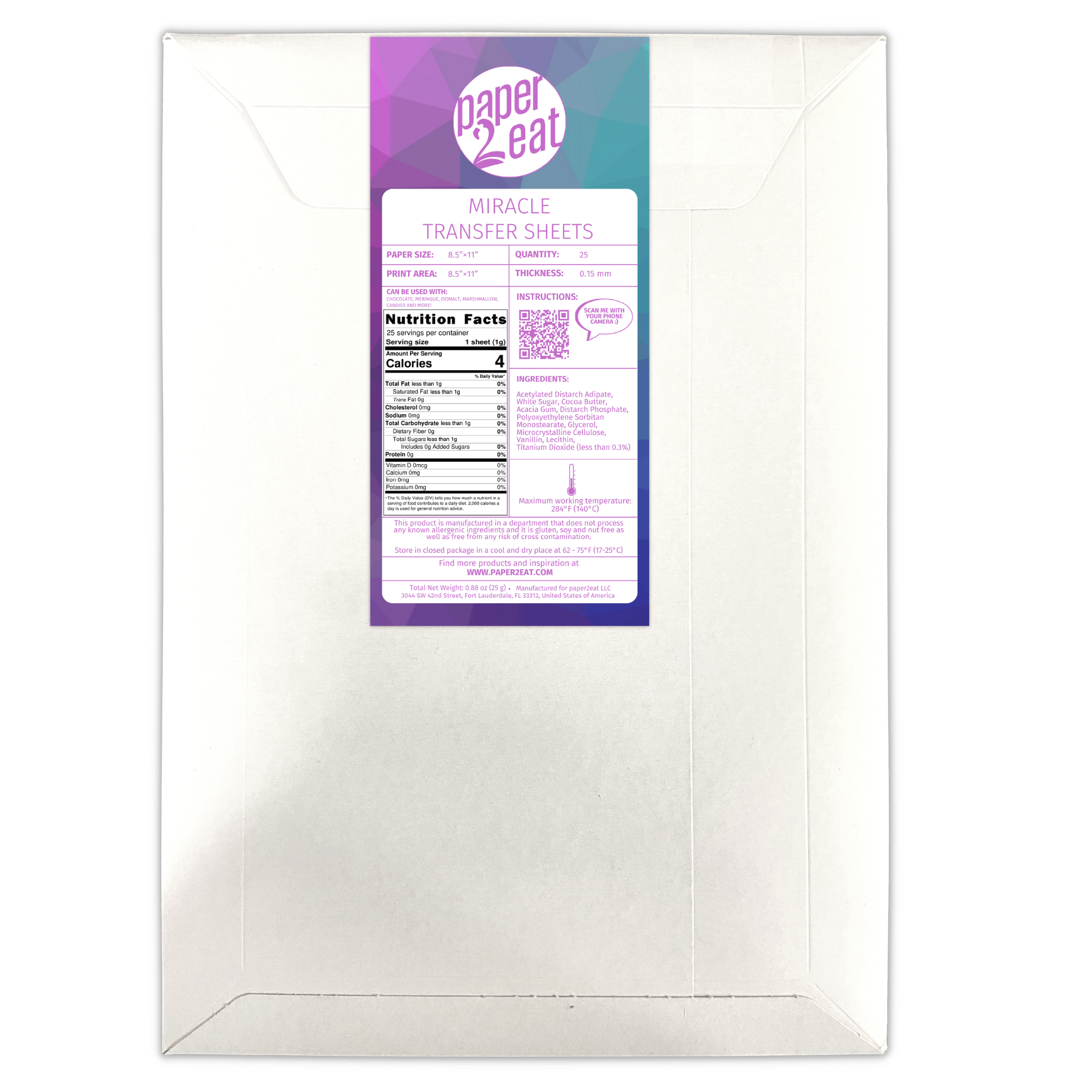 paper2eat Frosting Sheets Premium (Icing Sheets) 8.5“ x 11“ – 24 count –  White Edible Printer Paper