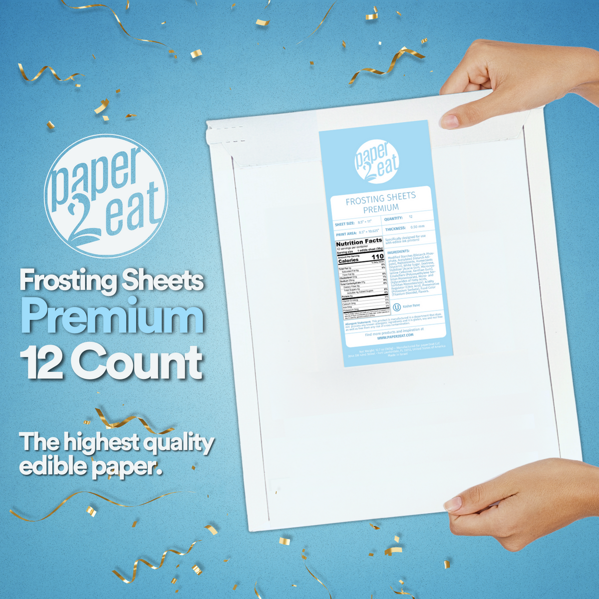 Frosting Sheets Premium 8.5&quot; x 11&quot; - 12 Count