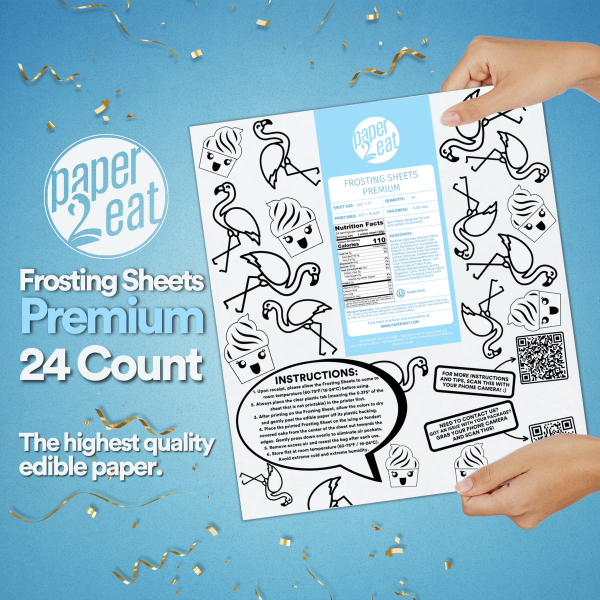 Frosting Sheets Premium 8.5&quot; x 11&quot; - 24 Count