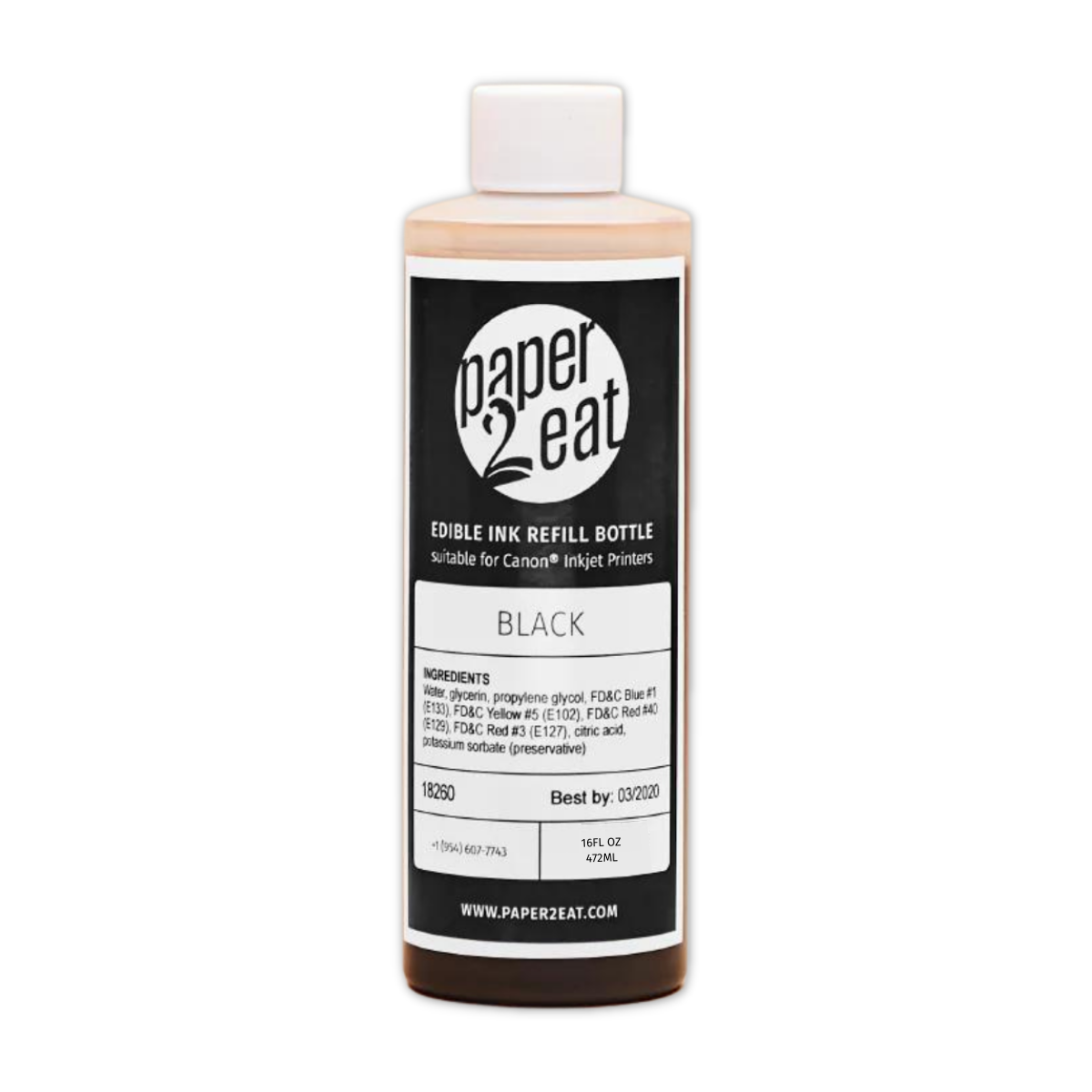 16 fl. oz. (472 ml) Black Edible Ink Refill Bottle