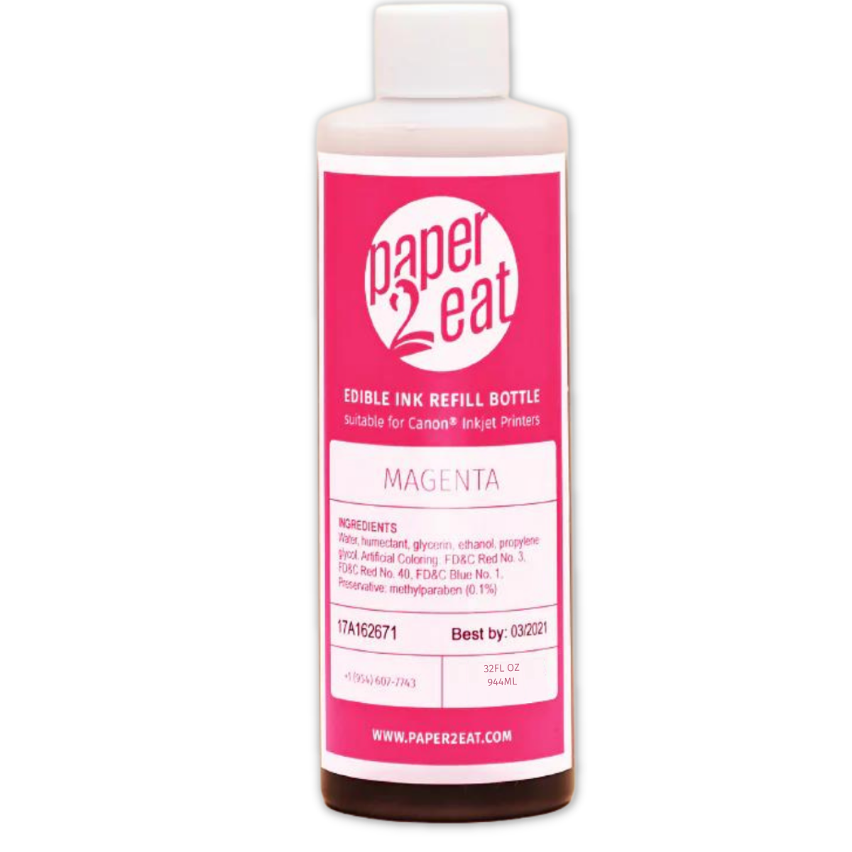 32 fl. oz. (944 ml) Magenta Edible Ink Refill Bottle