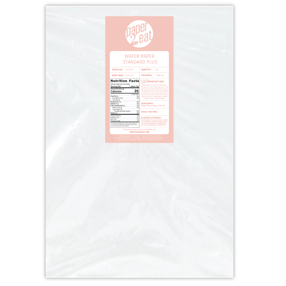 paper2eat Frosting Sheets Premium (Icing Sheets) 8.5“ x 11“ – 48 count –  White Edible Printer Paper 